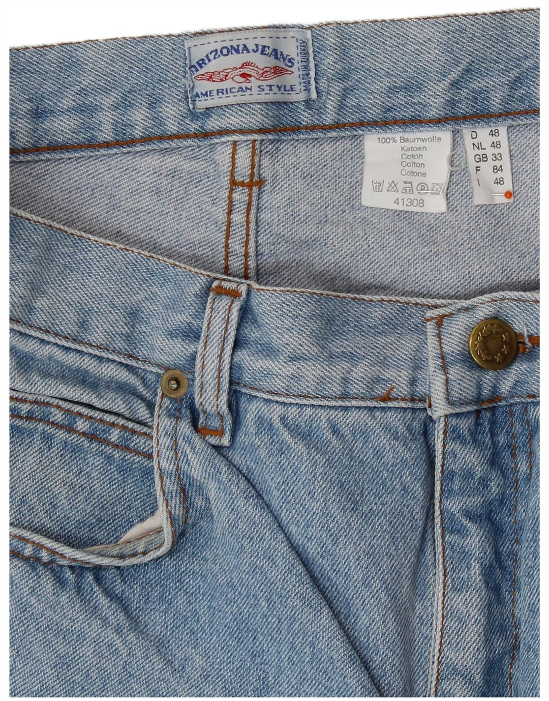 Damskie spodenki jeansowe z wysokim stanem ARIZONA W33, duże, niebieskie, bawełniane