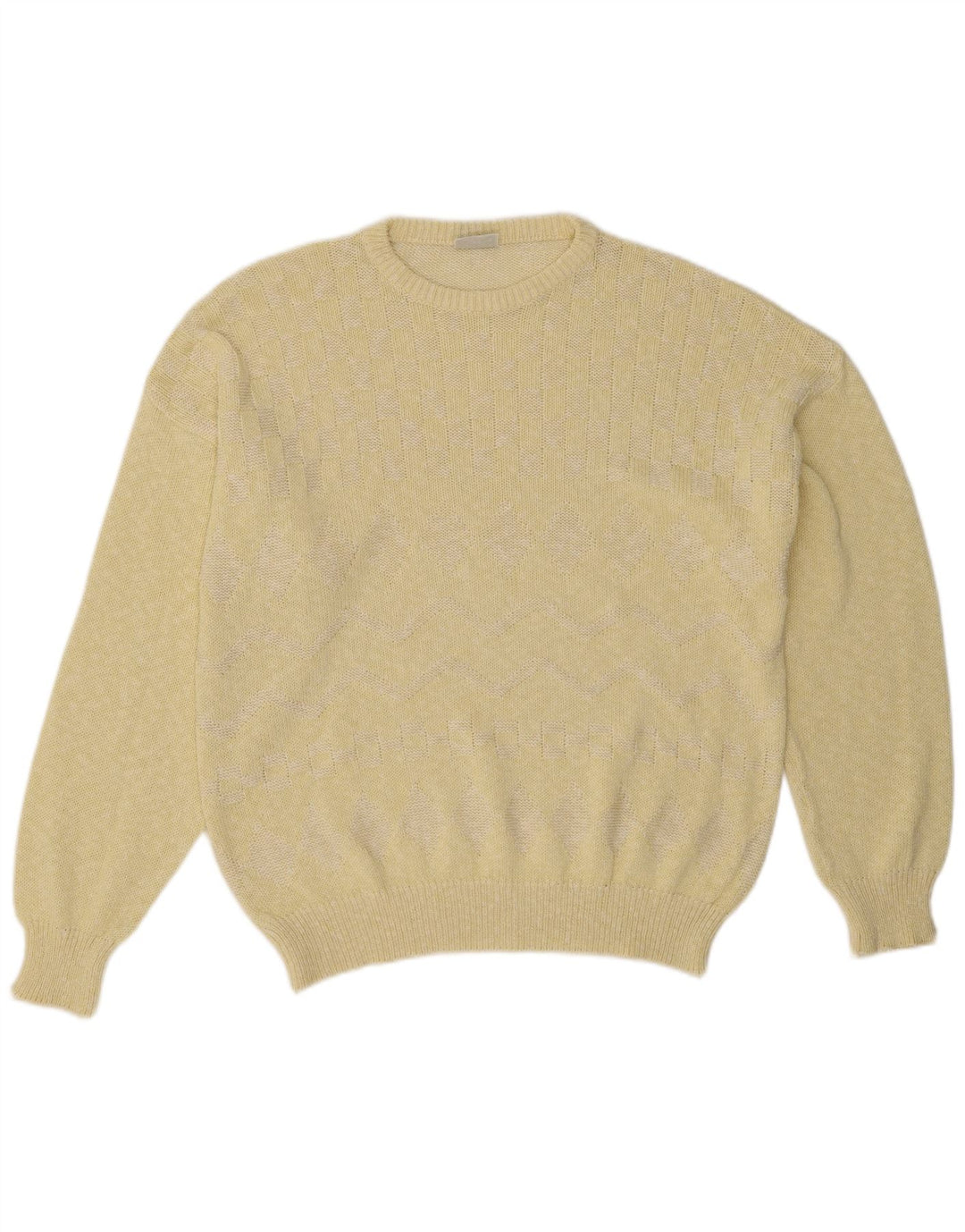 Vintage męski sweter z okrągłym dekoltem IT 52, duży, żółty Argyle/Diament