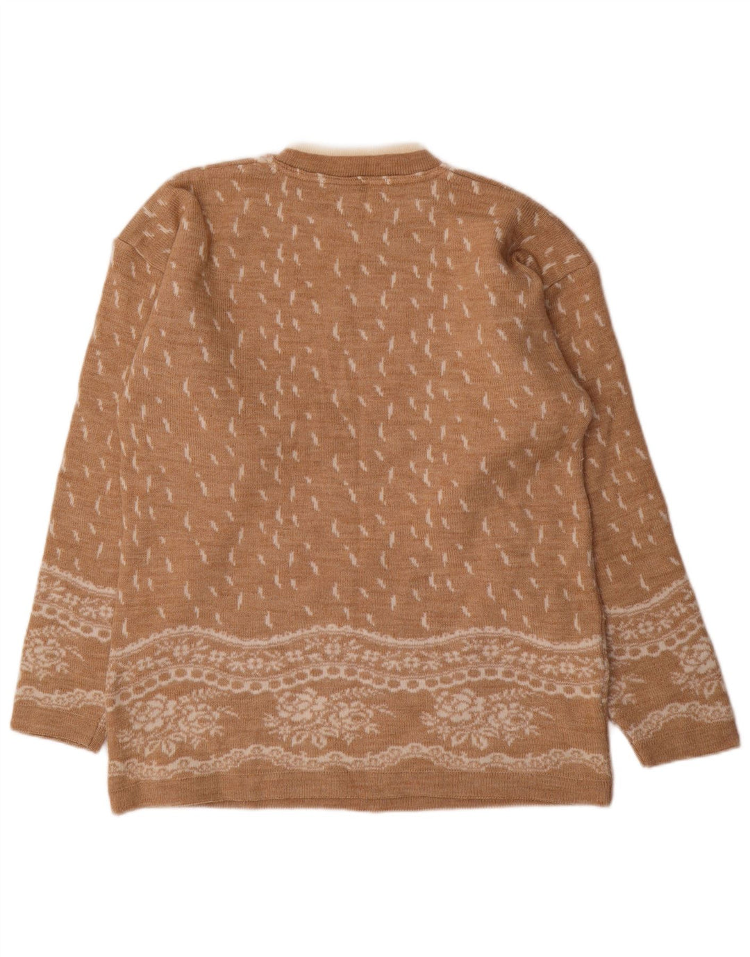 Sweter damski Bernardi z okrągłym dekoltem, UK 14, średni beż, wełna Fair Isle