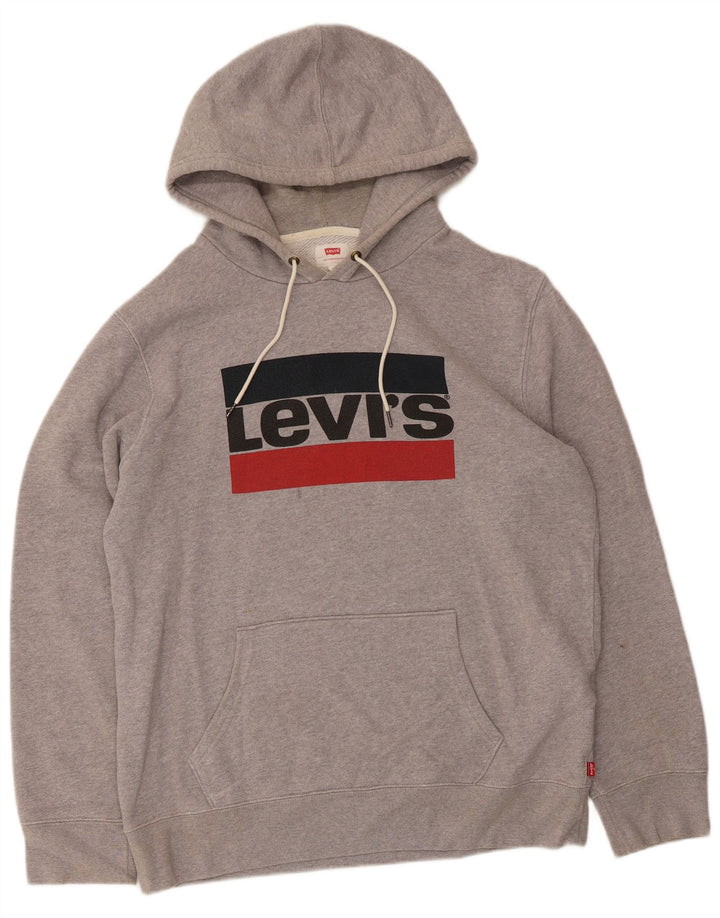 Męski sweter z kapturem z grafiką Levi's, duży, szary, bawełniany
