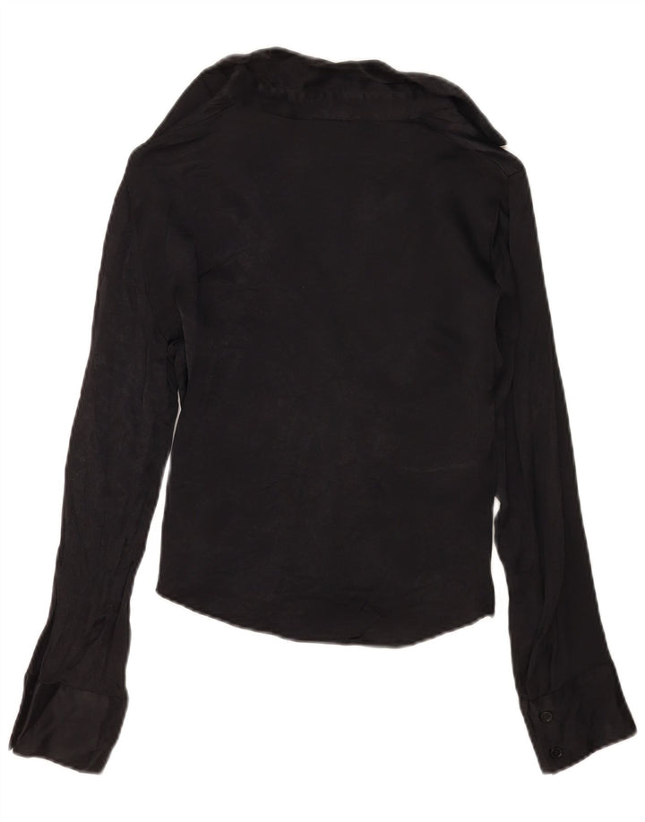 Damska bluzka koszulowa Zara UK 10 Small, czarna wiskoza