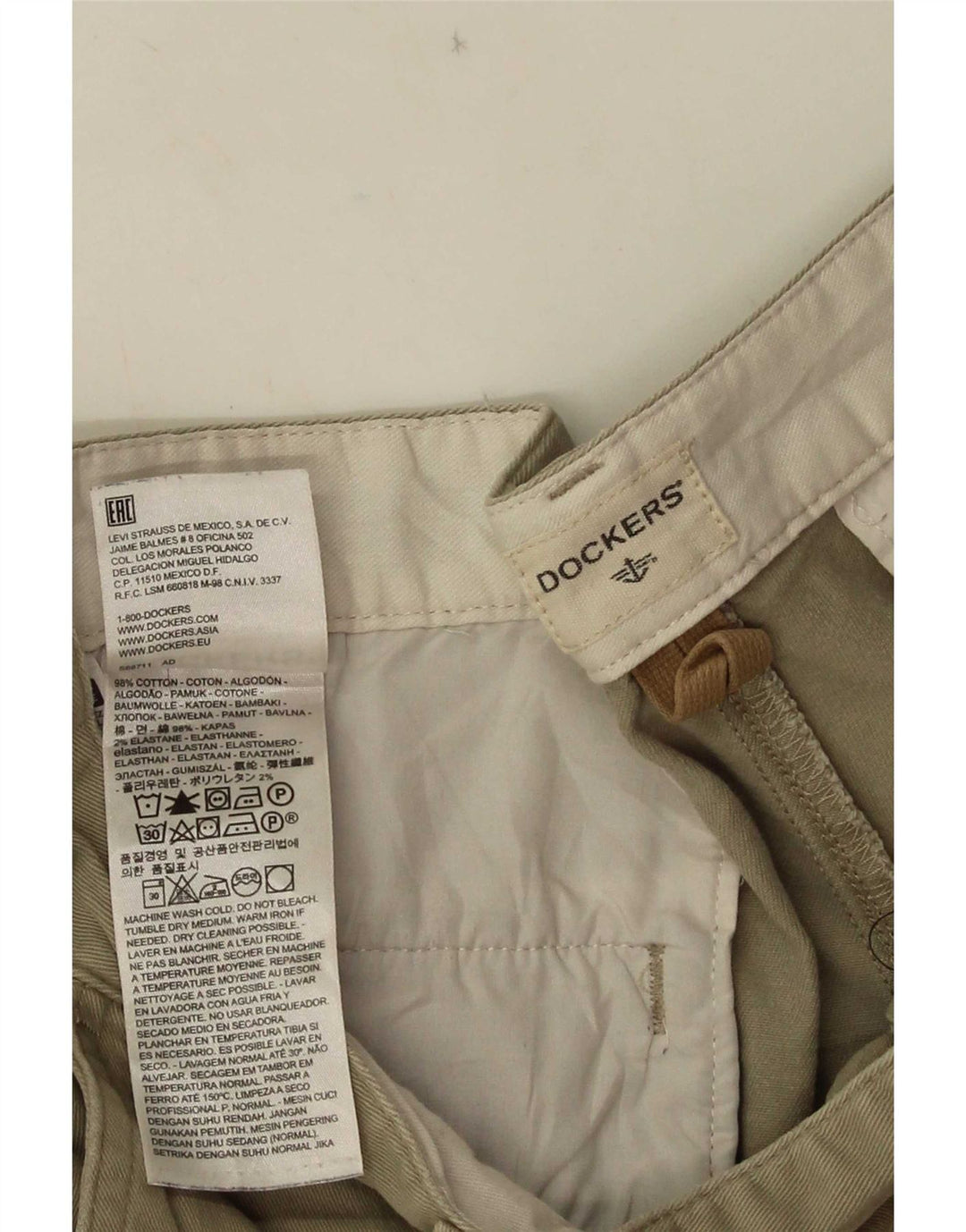 Męskie spodenki cargo Dockers W34, duże, bawełniane w kolorze khaki