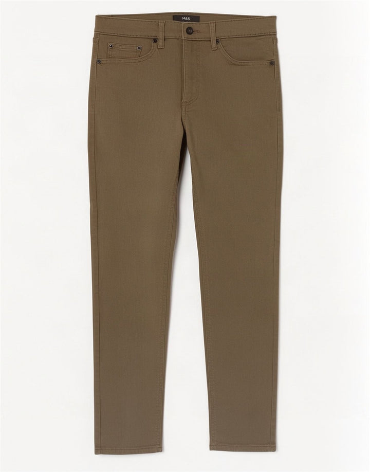 Marks & Spencer Męskie jeansy slim W30 L29, bawełna khaki