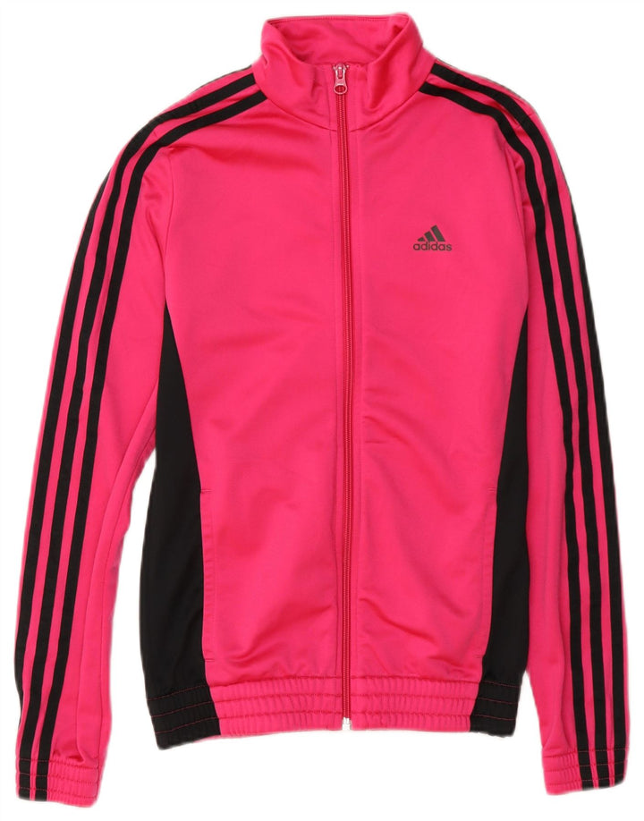 Kurtka dresowa Adidas dziewczęca 13-14 lat Różowy poliester z blokami kolorów