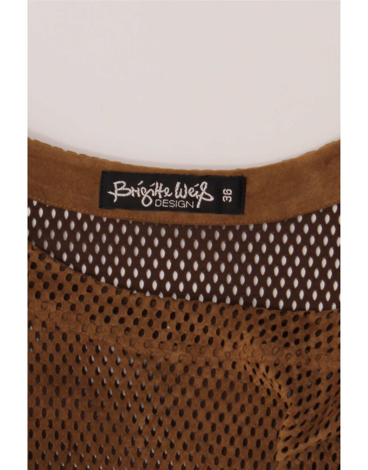 Vintage damski top bez rękawów, prześwitujący IT 36 XS, brązowy