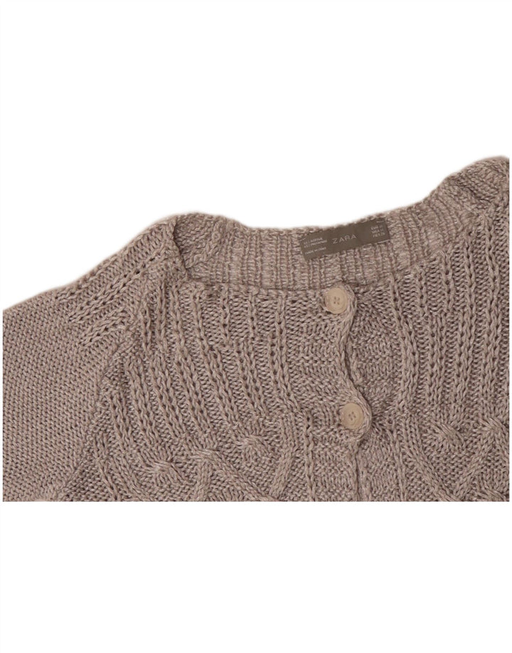 Damski sweter rozpinany ZARA z rękawem 3/4 UK 12, średni szary