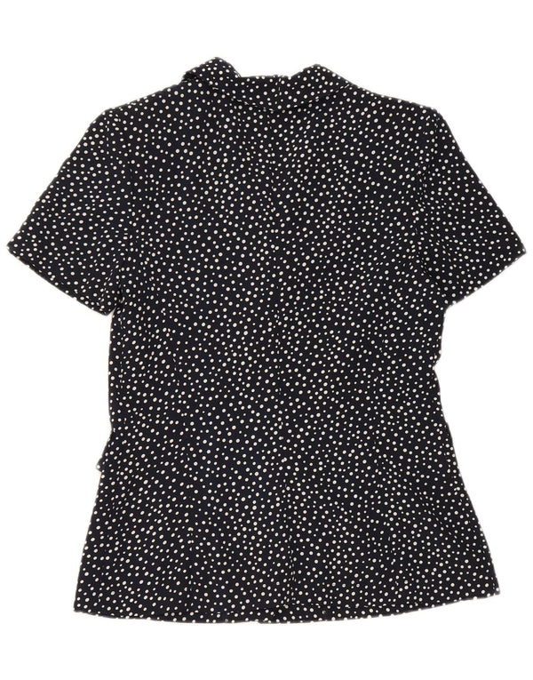 Alba Fornari Womens Shirt Blouse IT 42 Medium Navy Blue Polka Dot