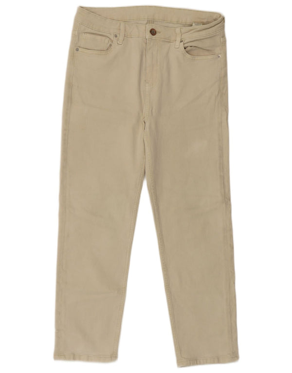 Marks & Spencer Womens Slim Cropped Trousers UK 14 Large W30 L24 Beige