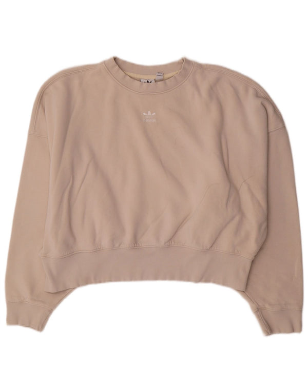 Bluza damska Adidas Crop Oversize Jumper UK 10 Small Beżowa bawełna