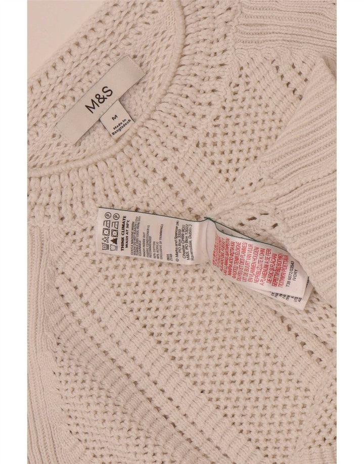 Marks & Spencer Damski sweter z okrągłym dekoltem, UK 14, średni złamanej bieli
