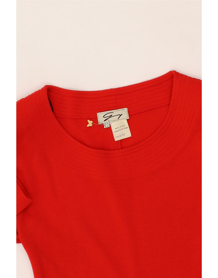GENNY Womens Long Sleeve Bodycon Dress UK 12 Medium Red Wool Vintage Genny and Second-Hand Genny from Messina Hembry 