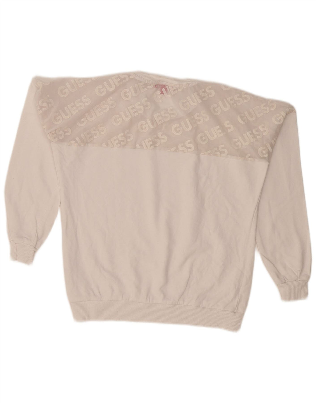 Damska bluza Guess Graphic Jumper UK 10, mała, biała, z blokami kolorów