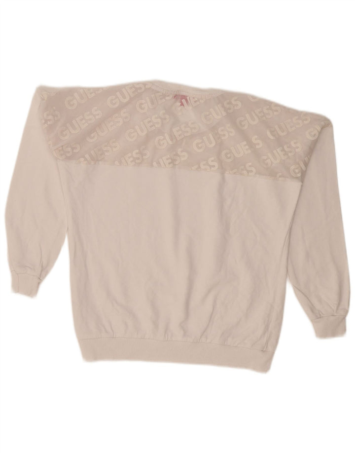 Damska bluza Guess Graphic Jumper UK 10, mała, biała, z blokami kolorów