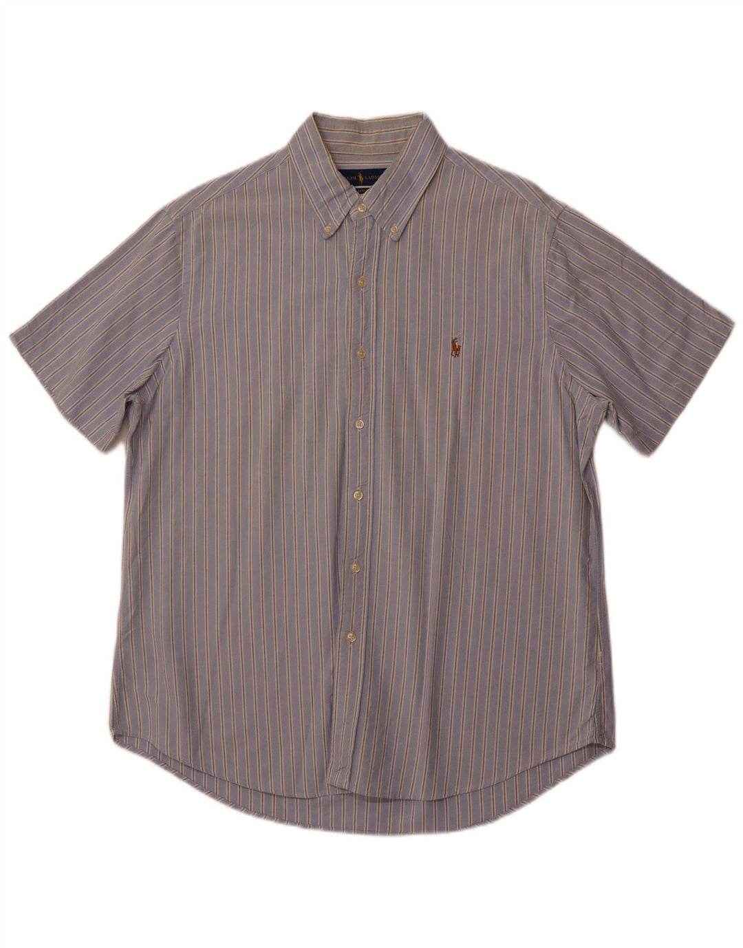 POLO RALPH LAUREN Męska koszula z krótkim rękawem o klasycznym kroju, duże niebieskie paski