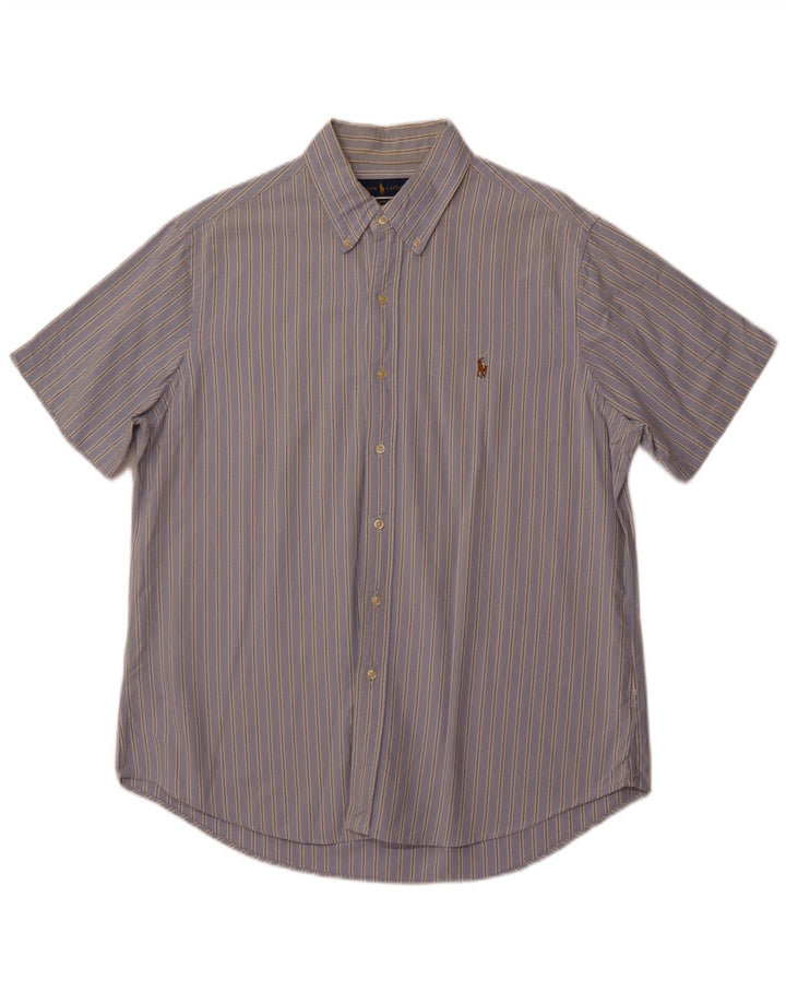 POLO RALPH LAUREN Męska koszula z krótkim rękawem o klasycznym kroju, duże niebieskie paski