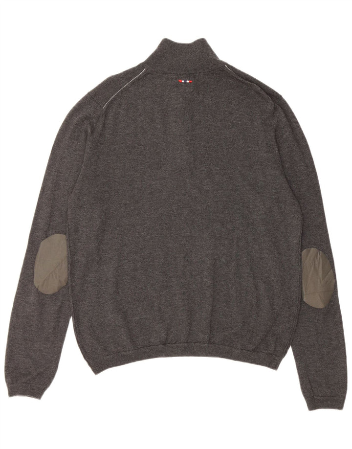 Męski sweter NAPAPIJRI Geographic z zamkiem błyskawicznym, średnioszary, z wełny merynosów