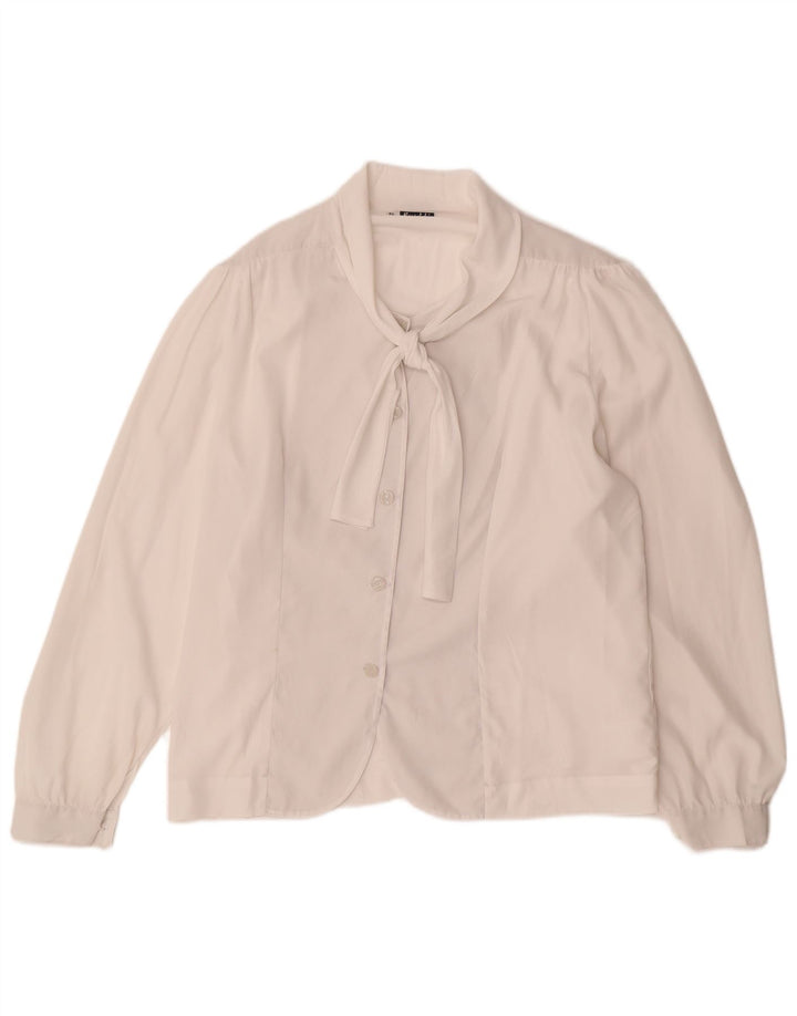 Damska bluzka koszulowa w stylu vintage z wiązaniem z przodu IT 51 XL w kolorze złamanej bieli