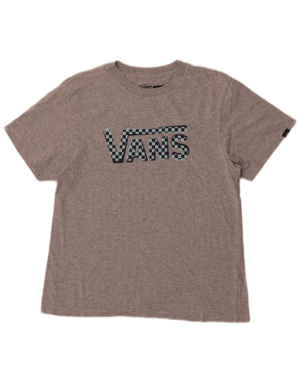 Chłopięcy T-shirt z grafiką Vans na 12-13 lat, duży, szary, bawełniany w plamki