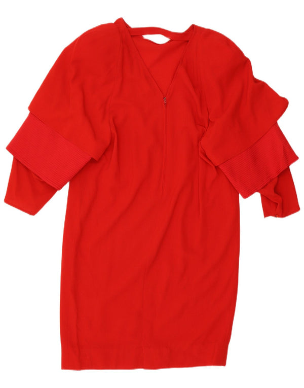 Fendi damska sukienka typu shift z długim rękawem UK 18 XL czerwona wełna
