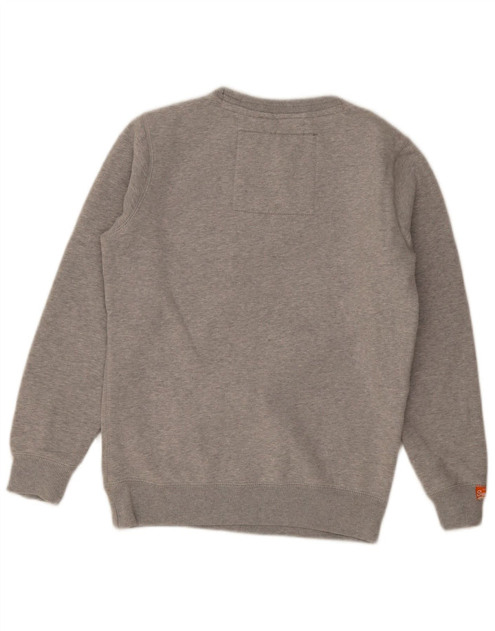 Męski sweter z grafiką Superdry, mały, szary, z bawełny w cętki