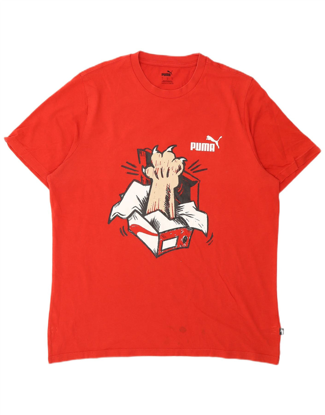 Męski T-shirt z grafiką Puma, duży, czerwony, bawełniany