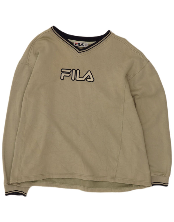 Męska bluza Fila z grafiką o regularnym kroju, XL, bawełniana w kolorze khaki