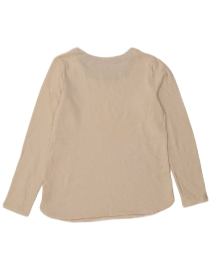 Top damski Izod z długim rękawem, UK 10, mały, biały, bawełniany