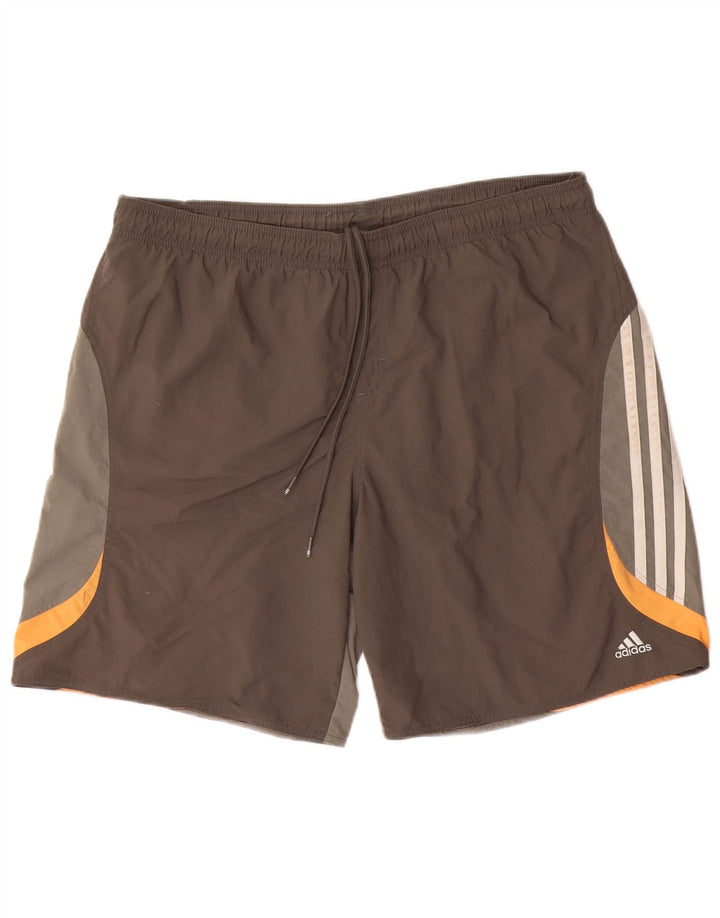 Męskie spodenki kąpielowe Adidas, duże, szare, z blokami kolorów, poliestrowe
