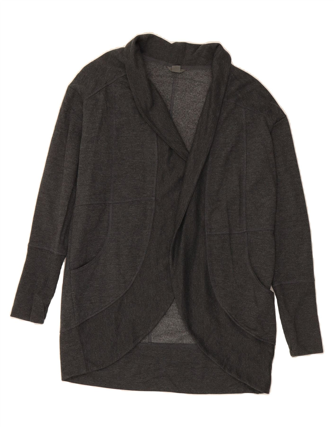 EDDIE BAUER Womens Longline Open Cardigan Sweater UK 14 Medium Grey Cotton Vintage Eddie Bauer and Second-Hand Eddie Bauer from Messina Hembry 