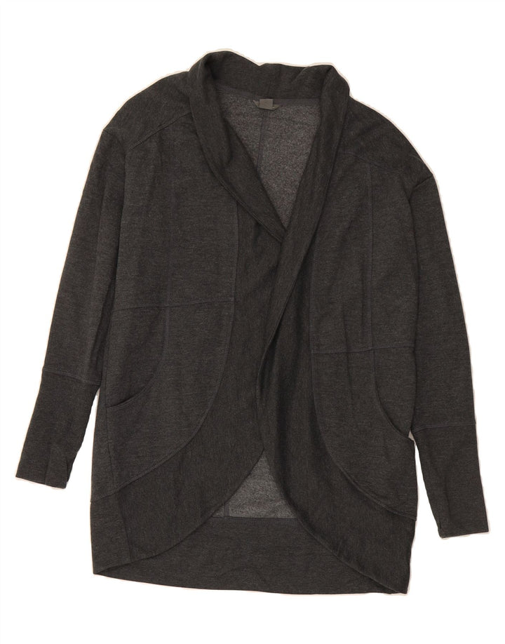 EDDIE BAUER Womens Longline Open Cardigan Sweater UK 14 Medium Grey Cotton Vintage Eddie Bauer and Second-Hand Eddie Bauer from Messina Hembry 