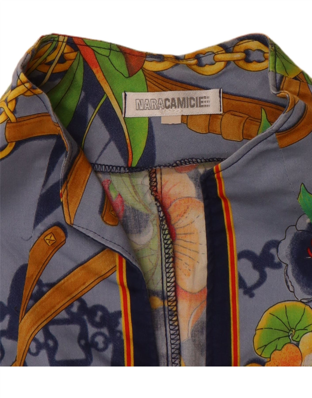 Damska bluzka koszulowa NARACAMICIE z graficznym rękawem 3/4 UK 16, duża niebieska w kwiaty