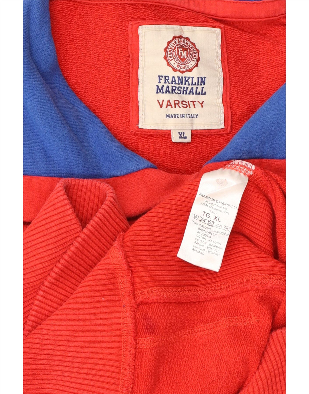 FRANKLIN MARSHALL Damski sweter z kapturem Varsity Graphic UK 18 XL, czerwony, bawełniany