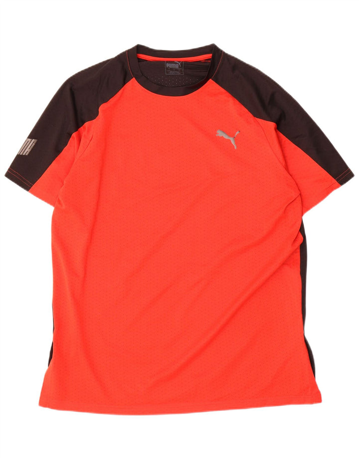 Męski T-shirt z grafiką PUMA, duży, czerwony poliester z blokami kolorów