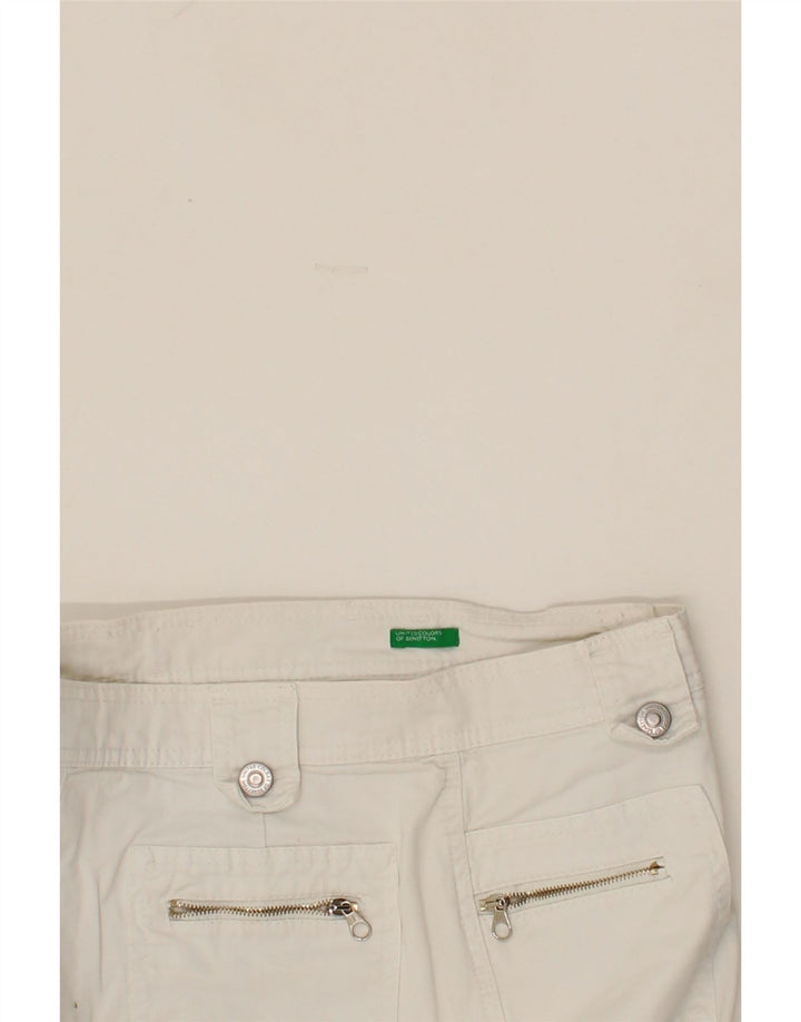 BENETTON Womens Denim Skirt IT 44 Medium W30 White Cotton Vintage Benetton and Second-Hand Benetton from Messina Hembry 