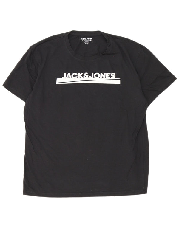 Męska koszulka z grafiką Jack & Jones, góra XL, czarna, bawełniana