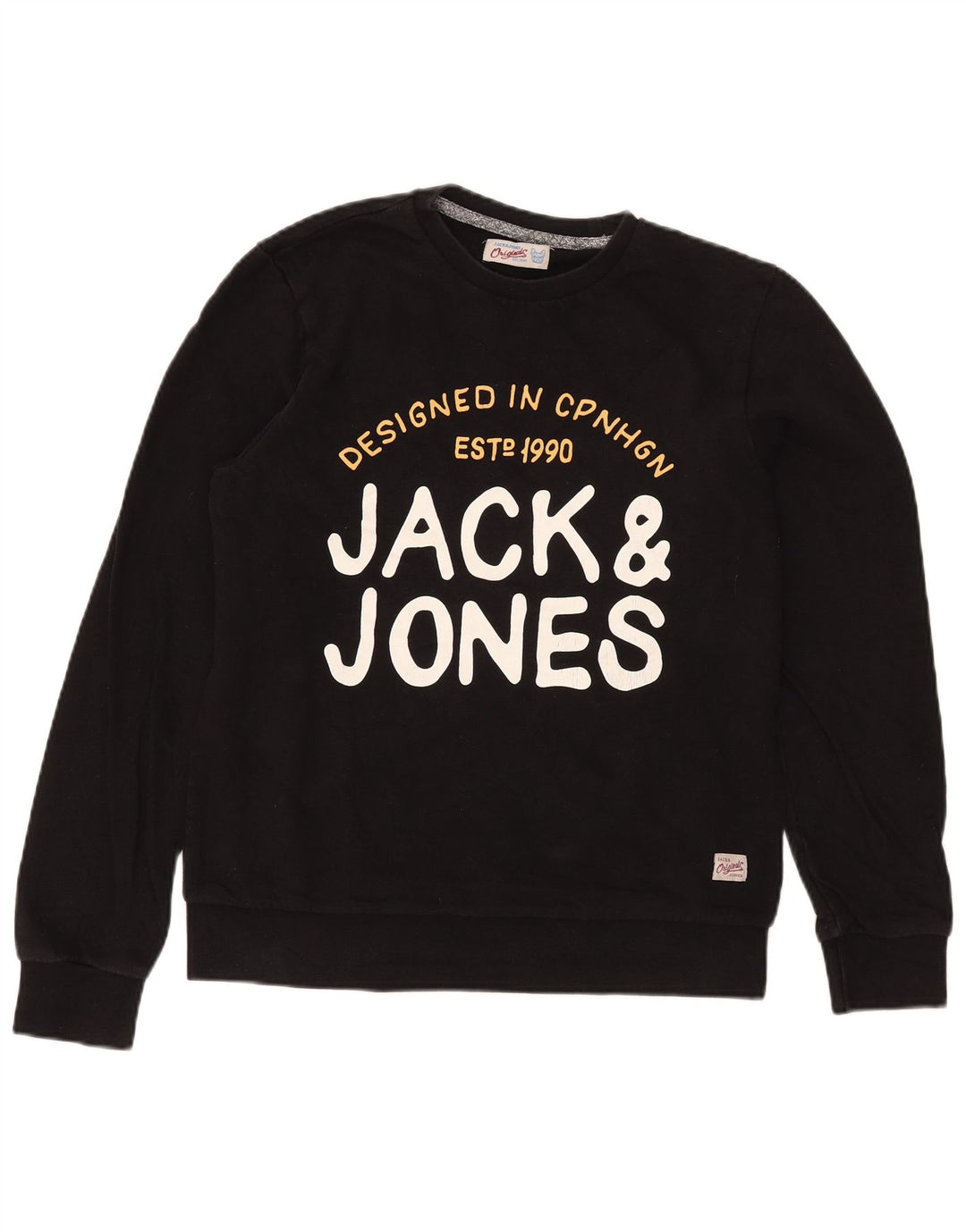 Męski sweter z grafiką Jack & Jones, średniej wielkości, czarny, bawełniany