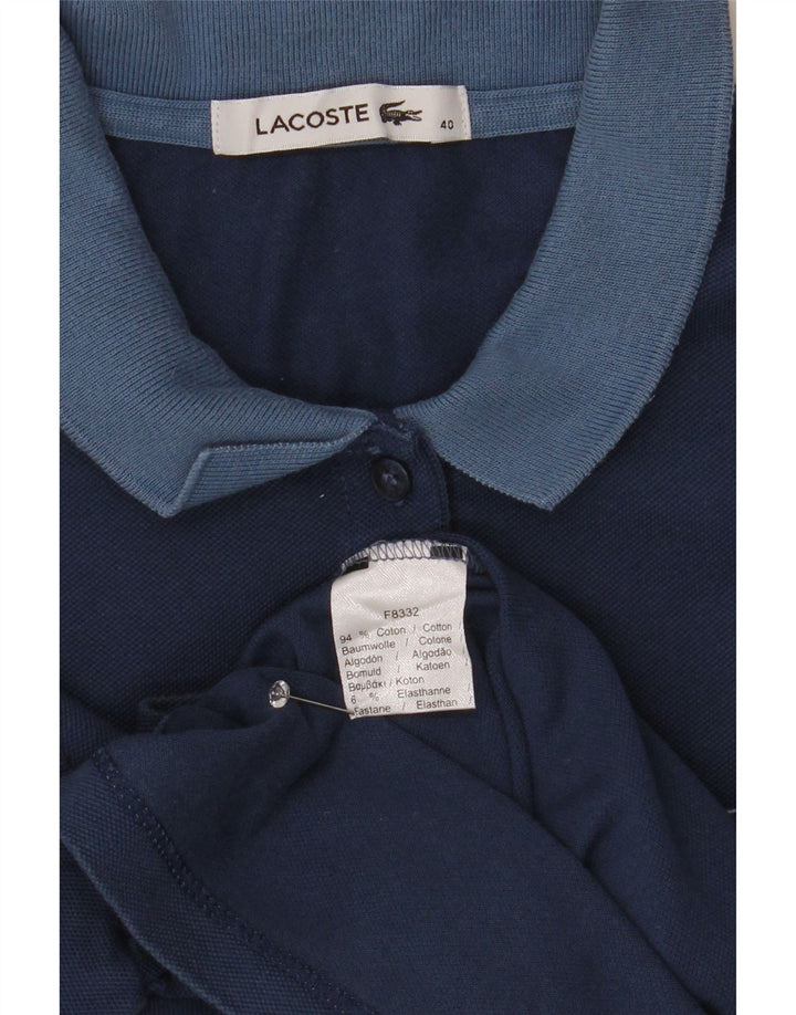 LACOSTE Womens Polo Shirt Size 40 Medium Navy Blue Colourblock Cotton Vintage Lacoste and Second-Hand Lacoste from Messina Hembry 