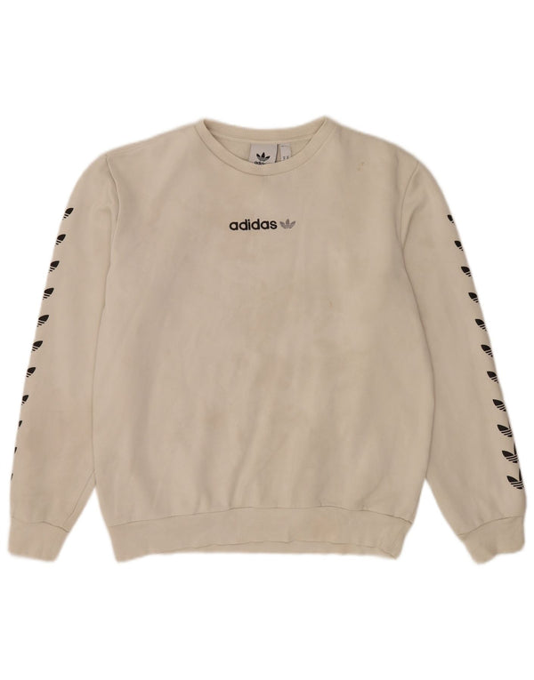 Damska bluza Adidas Graphic Jumper UK 14 Średnia biała bawełna