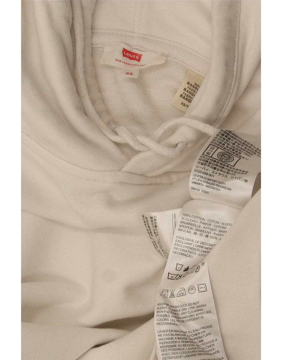 Męski sweter oversize z kapturem Levi's XS, biały, bawełniany