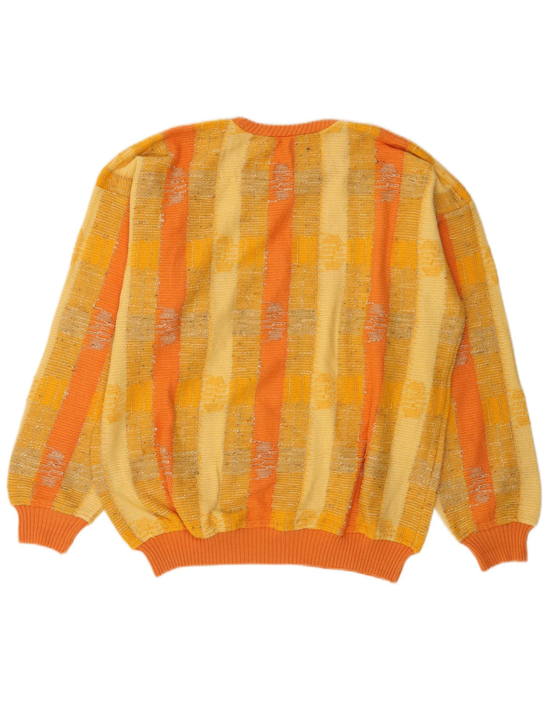 Bokserki Męski sweter z okrągłym dekoltem, bawełniany w średnie żółte paski