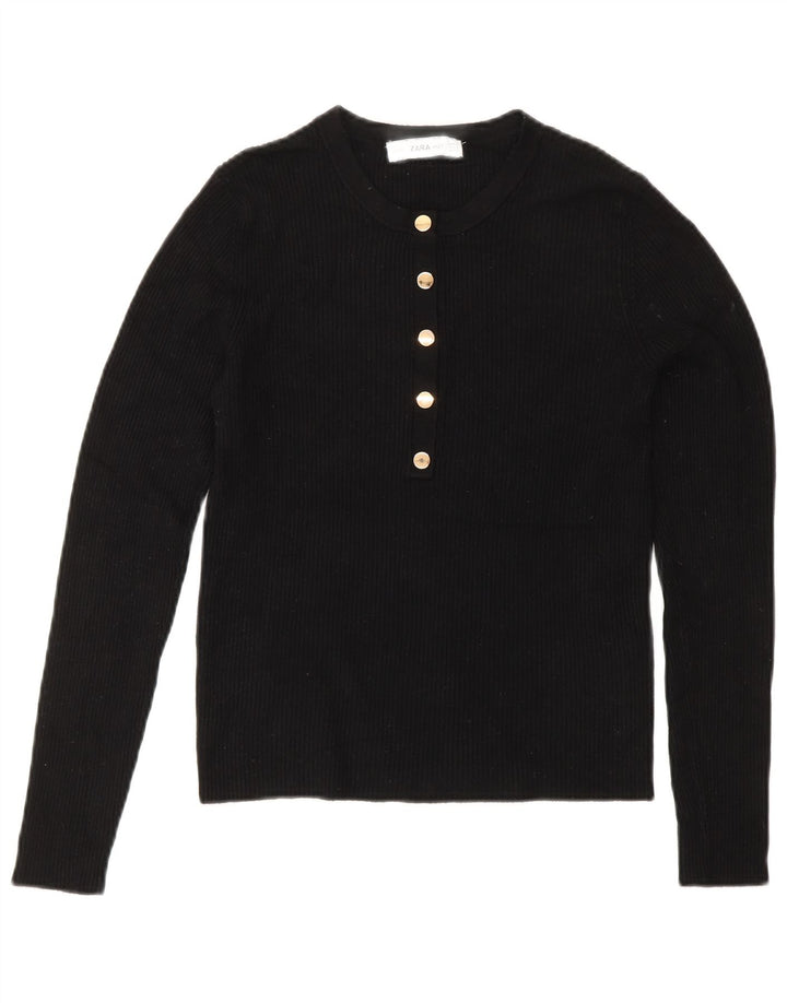 Damski sweter zapinany na guziki ZARA UK 12, średnia czarna wiskoza