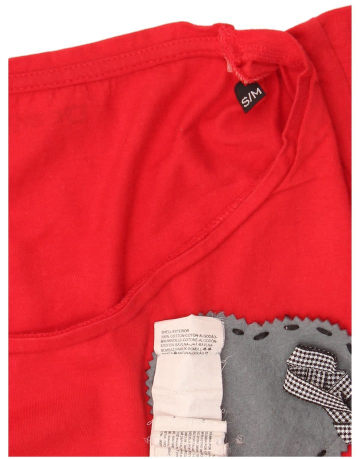 Damska koszulka z grafiką DESIGUAL Top UK 10 Small, czerwona bawełniana