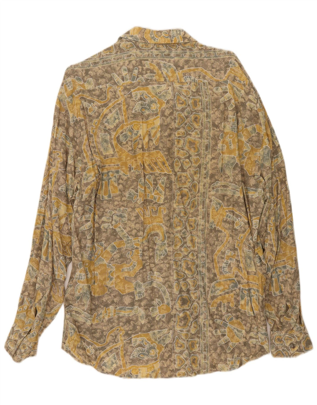 Koszula męska w stylu vintage w abstrakcyjny wzór, duża, żółta wiskoza