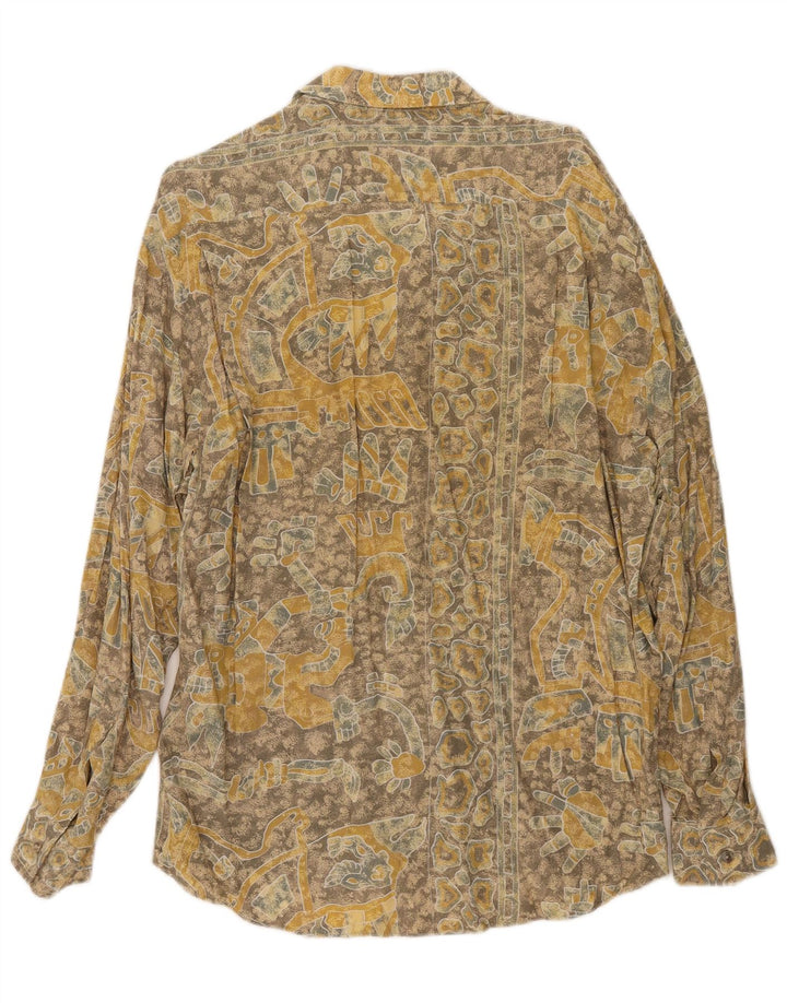 Koszula męska w stylu vintage w abstrakcyjny wzór, duża, żółta wiskoza