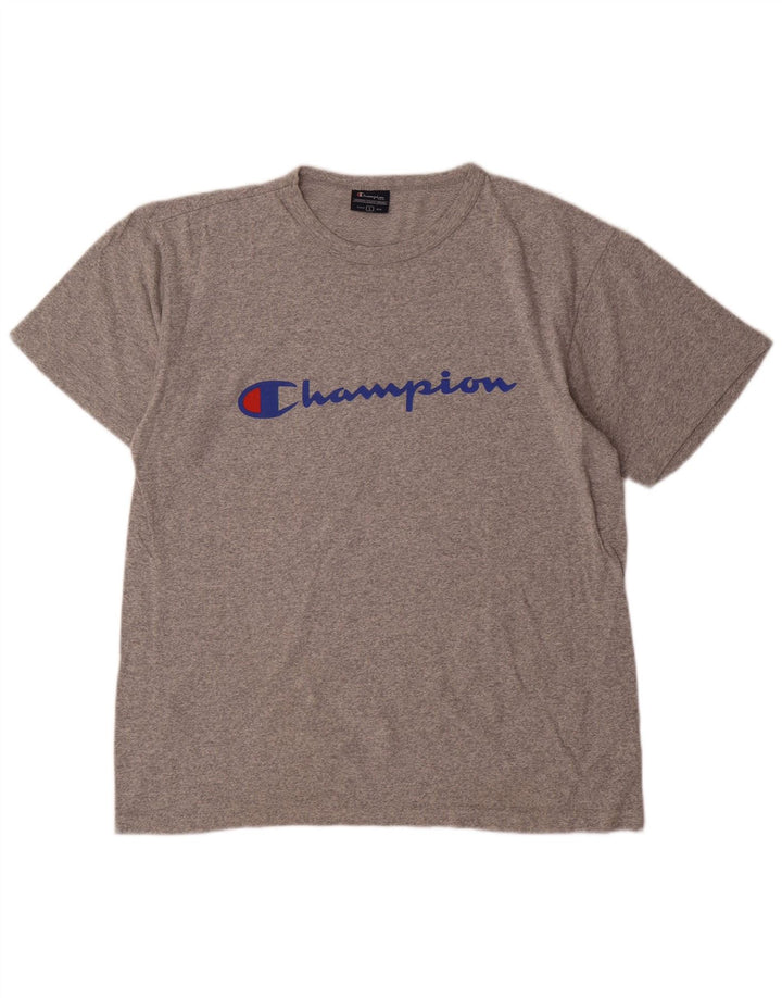 Męski T-shirt Champion z grafiką, duży, szary, nakrapiany