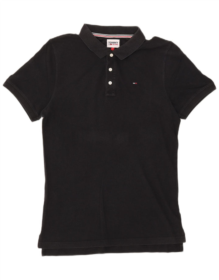 Męska koszulka polo TOMMY HILFIGER, duża, czarna, bawełniana