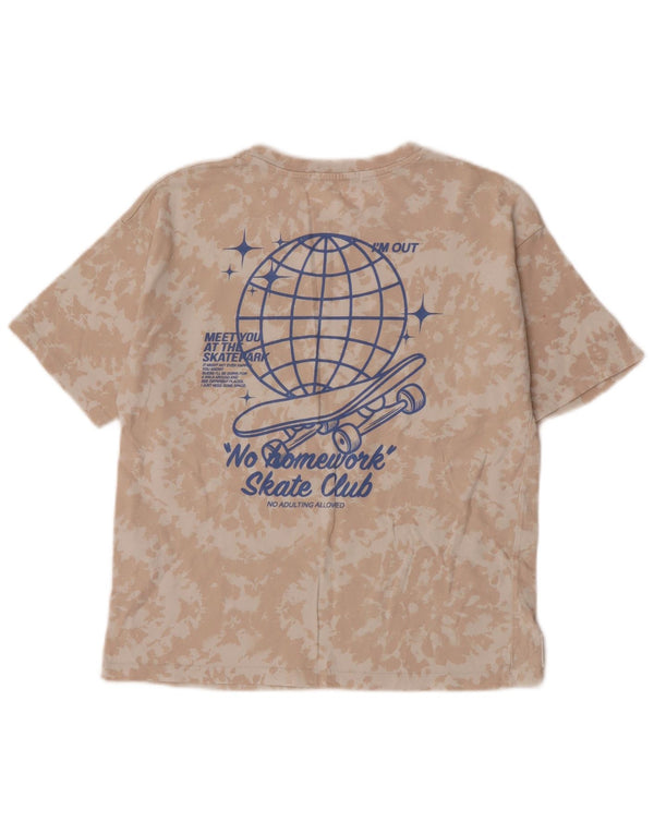 Chłopięcy T-shirt z grafiką Zara 8-9 lat, beżowy, bawełniany Tie Dye