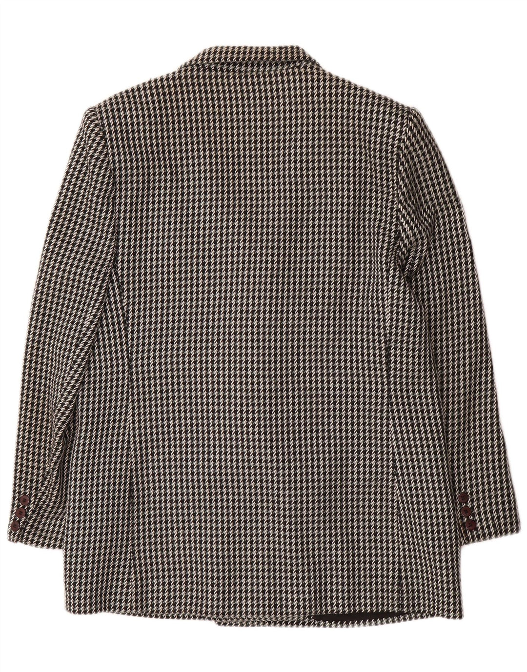 VINTAGE Womens Double Breasted Blazer Jacket UK 16 Large Black Houndstooth