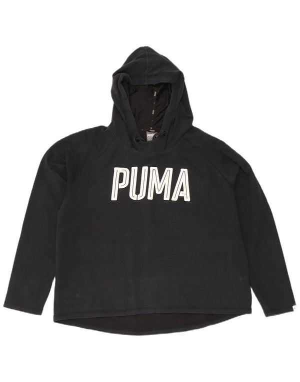 Damski sweter z kapturem Puma z grafiką UK 16, duży, czarny, bawełniany