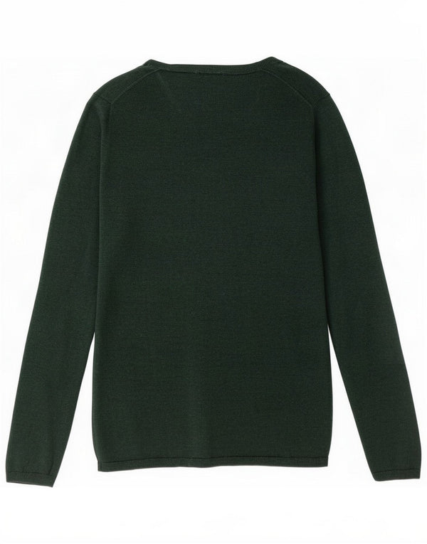 Sweter damski Tommy Hilfiger z dekoltem w kształcie litery V, UK 10, mała, zielona wełna